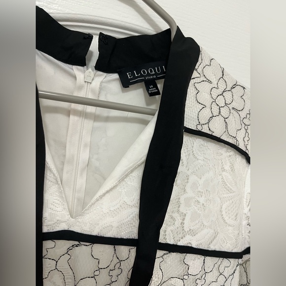 Eloquii Studio Lace Blocked Dress with Piping Size 14 - Picture 3 of 6